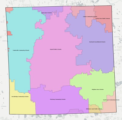 Livingston County MI school district boundaries map