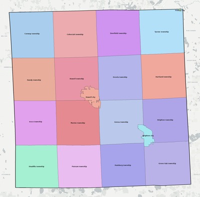 Livingston County MI townships and subdivisions map