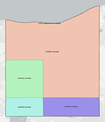 Luce County MI townships and subdivisions map