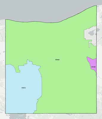Luce County MI ZIP code boundaries map