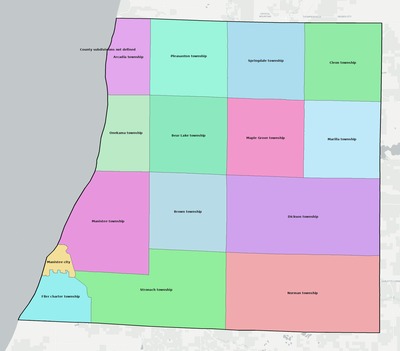 Manistee County MI townships and subdivisions map