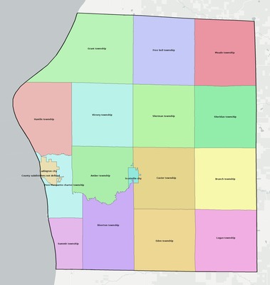 Mason County MI townships and subdivisions map