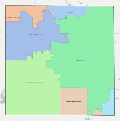 Mecosta County MI school district boundaries map