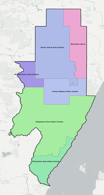 Menominee County MI school district boundaries map