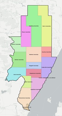 Menominee County MI townships and subdivisions map