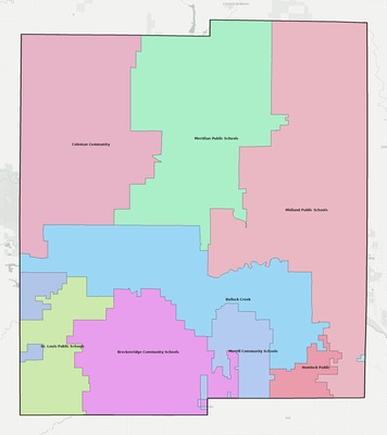 Midland County MI school district boundaries map