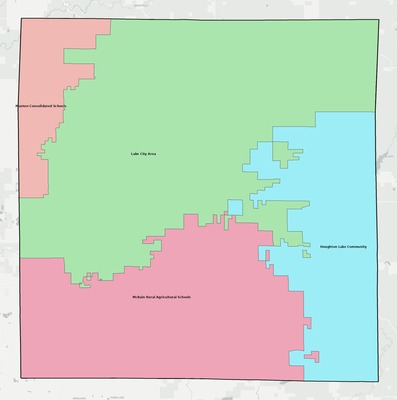 Missaukee County MI school district boundaries map