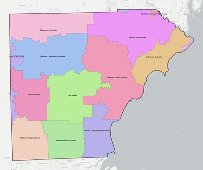 Monroe County MI school district boundaries map