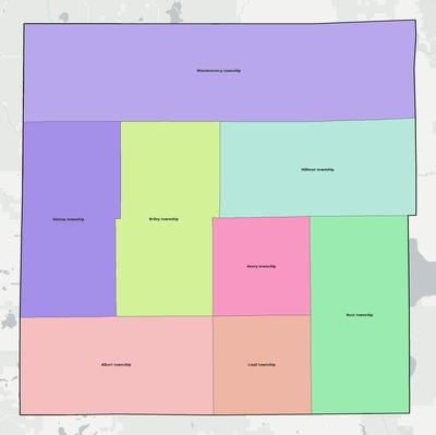 Montmorency County MI townships and subdivisions map