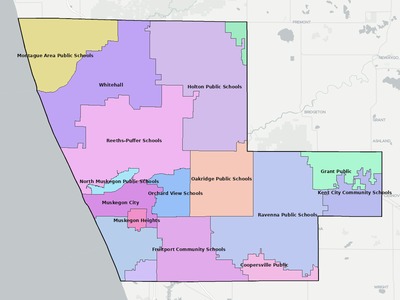 Muskegon County MI school district boundaries map