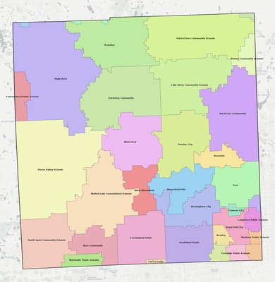 Oakland County MI school district boundaries map