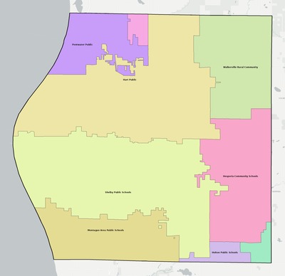 Oceana County MI school district boundaries map