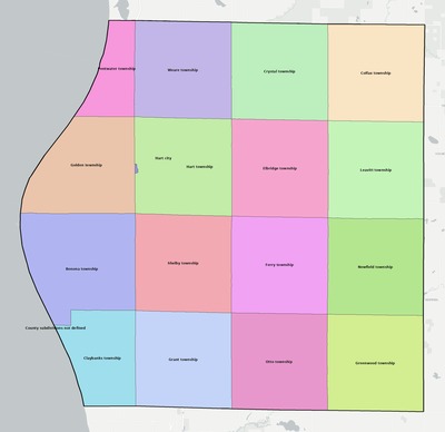 Oceana County MI townships and subdivisions map