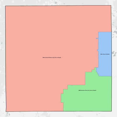 Ogemaw County MI school district boundaries map
