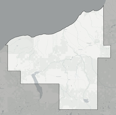 Ontonagon County MI county basemap context