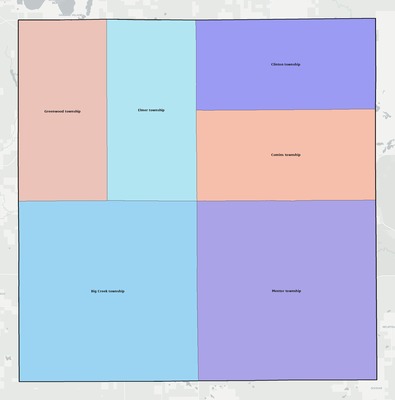 Oscoda County MI townships and subdivisions map