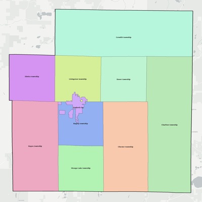 Otsego County MI townships and subdivisions map