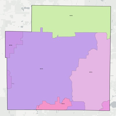 Otsego County MI ZIP code boundaries map