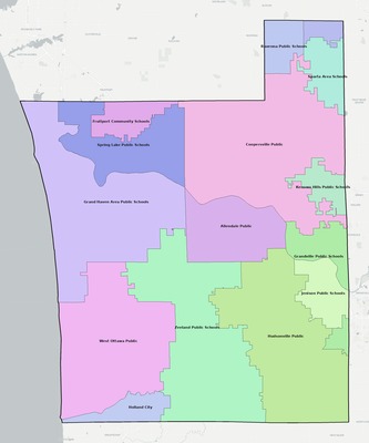 Ottawa County MI school district boundaries map