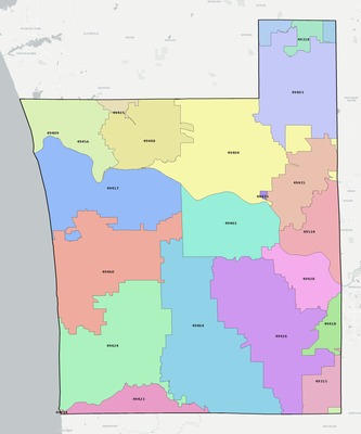 Ottawa County MI ZIP code boundaries map
