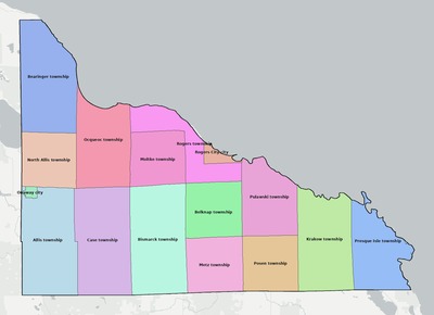 Presque Isle County MI townships and subdivisions map
