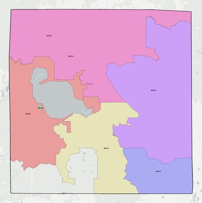 Roscommon County MI ZIP code boundaries map
