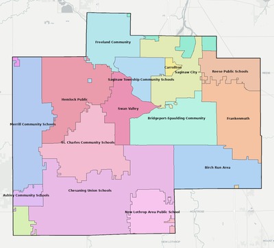 Saginaw County MI school district boundaries map