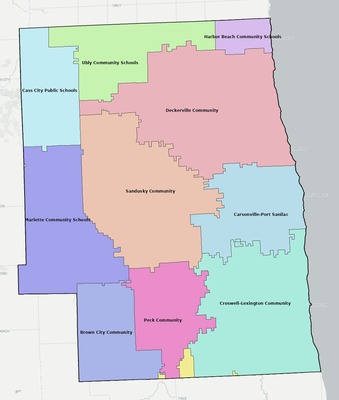 Sanilac County MI school district boundaries map