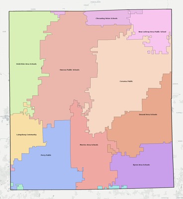 Shiawassee County MI school district boundaries map