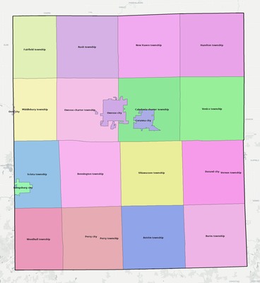 Shiawassee County MI townships and subdivisions map
