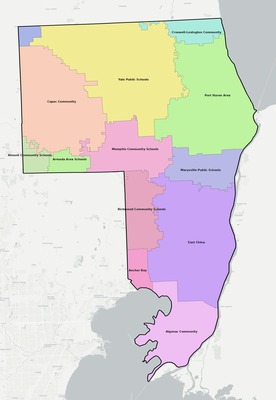 St. Clair County MI school district boundaries map