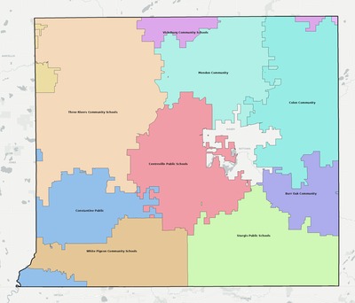 St. Joseph County MI school district boundaries map