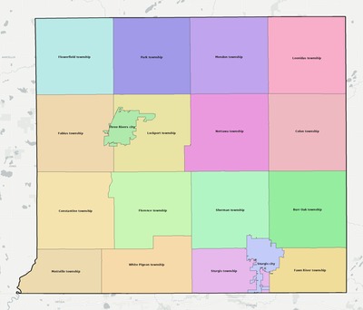 St. Joseph County MI townships and subdivisions map