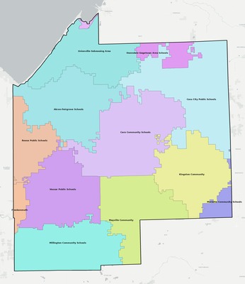 Tuscola County MI school district boundaries map