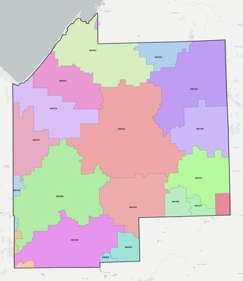 Tuscola County MI ZIP code boundaries map