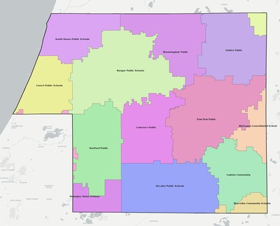 Van Buren County MI school district boundaries map