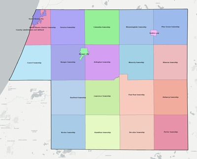 Van Buren County MI townships and subdivisions map