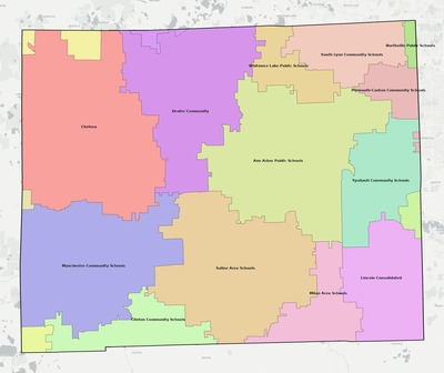 Washtenaw County MI school district boundaries map