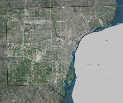 Wayne County MI USGS imagery and topo map