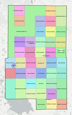Aitkin County MN townships and subdivisions map