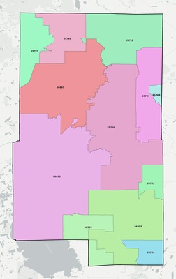 Aitkin County MN ZIP code boundaries map