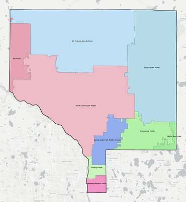 Anoka County MN school district boundaries map