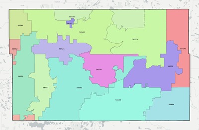Becker County MN ZIP code boundaries map