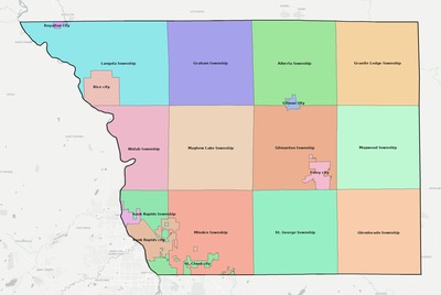 Benton County MN townships and subdivisions map