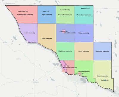 Big Stone County MN townships and subdivisions map