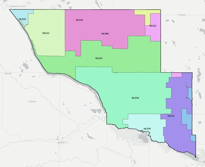 Big Stone County MN ZIP code boundaries map