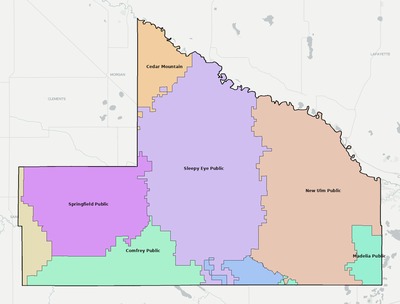 Brown County MN school district boundaries map