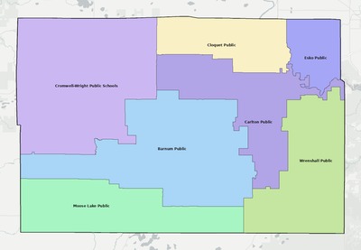 Carlton County MN school district boundaries map