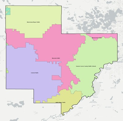 Carver County MN school district boundaries map