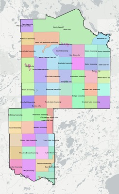 Cass County MN townships and subdivisions map